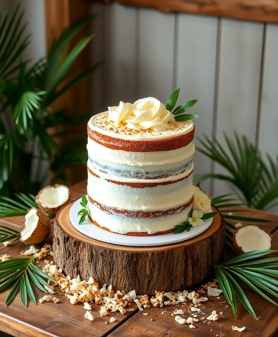 18 Vintage-Inspired Naked Wedding Cakes That Are Pure Magic (Check Out #10!) - 10. Beautifully Rustic Coconut Cake