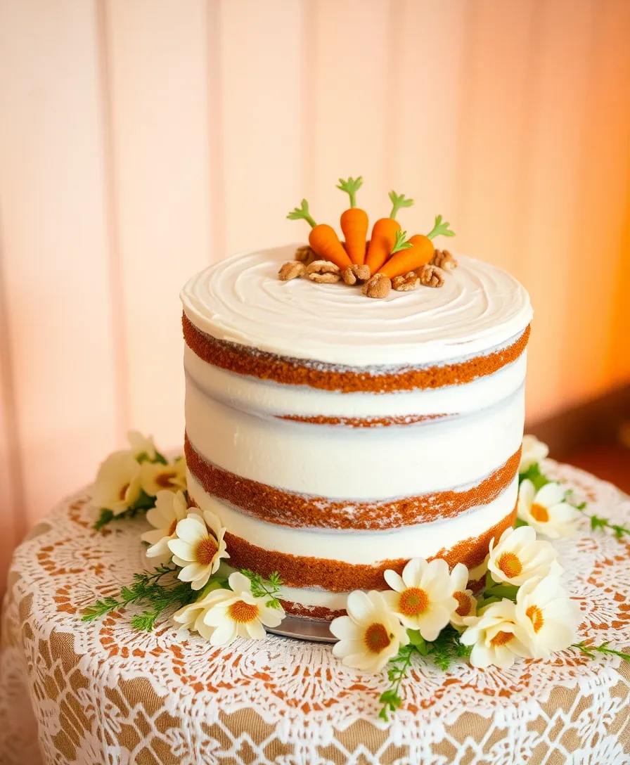 18 Vintage-Inspired Naked Wedding Cakes That Are Pure Magic (Check Out #10!) - 4. Spiced Carrot Cake with Cream Cheese Frosting