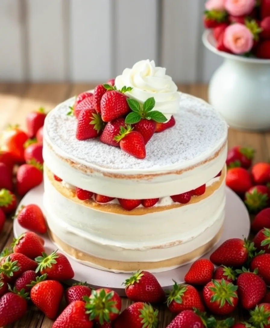 18 Vintage-Inspired Naked Wedding Cakes That Are Pure Magic (Check Out #10!) - 7. Strawberry Shortcake Dream