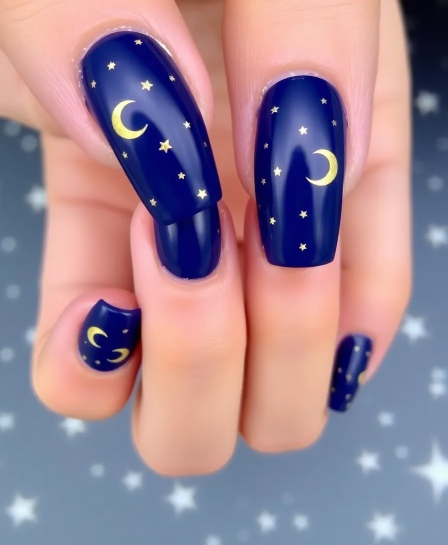 19 Unique Dark Nail Art Ideas That Will Inspire Your Next Look (#3 Is a Showstopper!) - 7. Celestial Nail Art